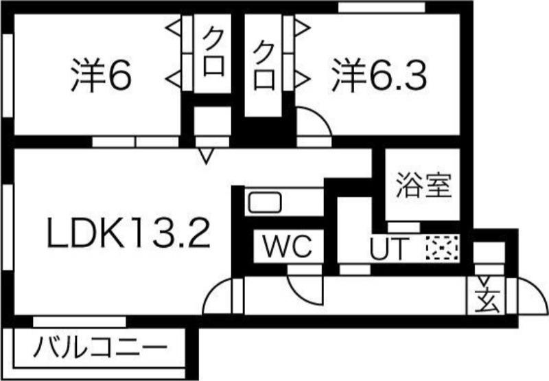 RAINBOW ROAD南円山(1LDK/2階)の間取り写真