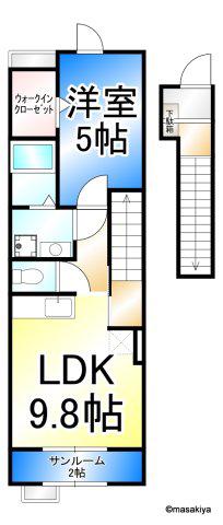 JR信越本線 長野駅(JR・しなの) 徒歩31分 2階建 築16年(1LDK/2階)の間取り写真