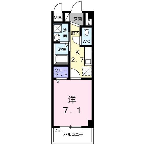 アーバンライフ 銘苅(1K/4階)の間取り写真