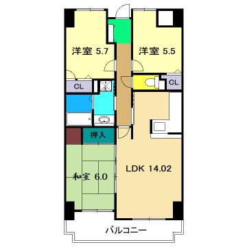 アルファステイツ高須(3LDK/7階)の間取り写真