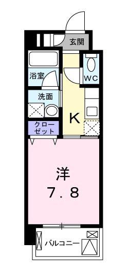 カルムC(1K/2階)の間取り写真