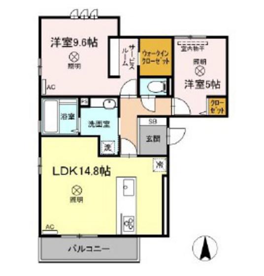 ESPERANZA(2LDK/1階)の間取り写真