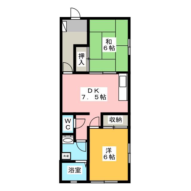 ジョイハイム(2DK/1階)の間取り写真