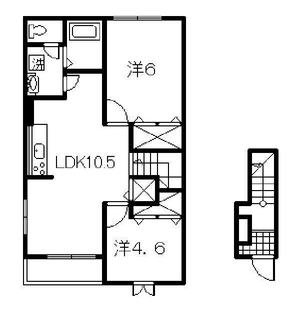 プラシードN(2LDK/2階)の間取り写真