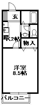 セジュール春日(1K/2階)の間取り写真
