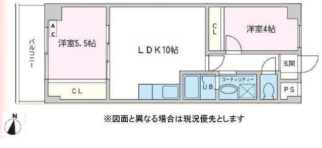 プランドール横浜(2LDK/2階)の間取り写真