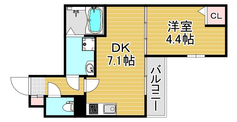 アクロス大和田アパートメントIV(1DK/3階)の間取り写真
