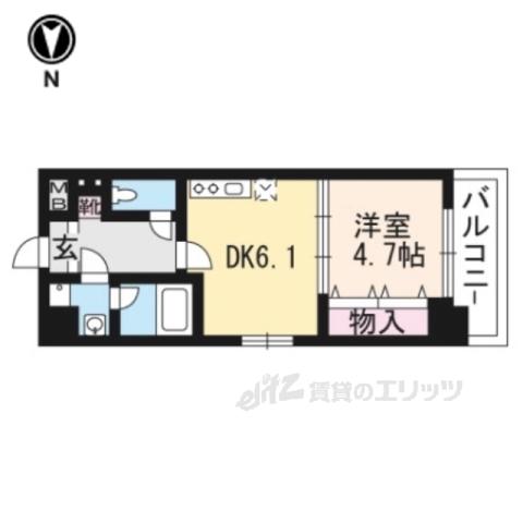 エンゼルプラザ大津長等(1DK/6階)の間取り写真