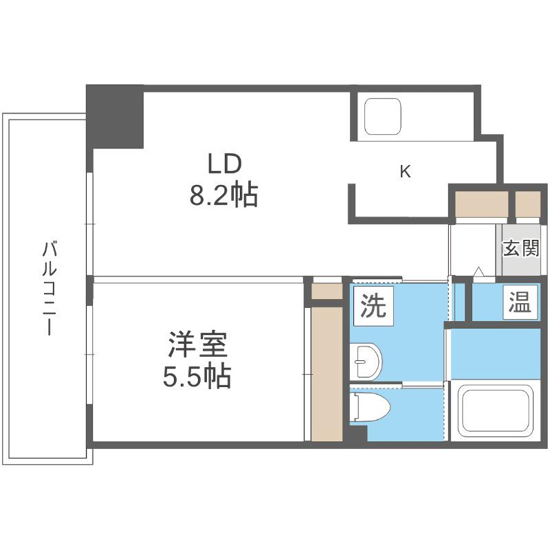 カトレア南8条(1LDK/6階)の間取り写真