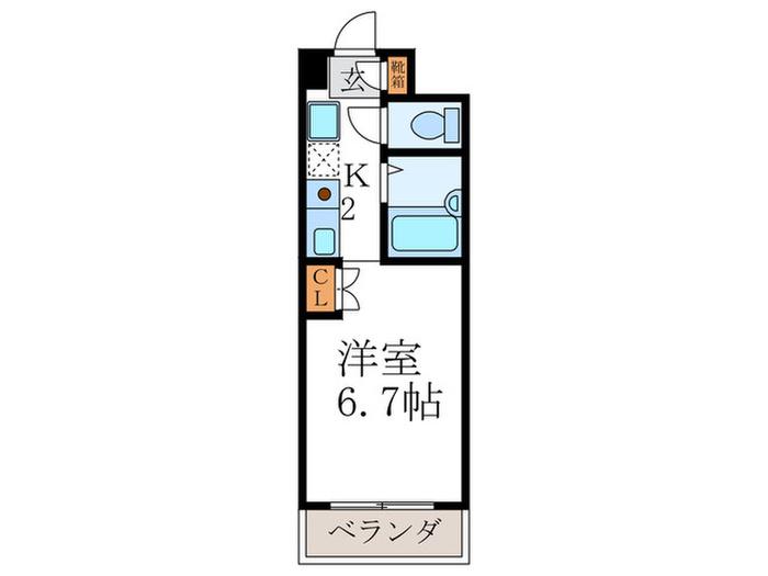 CORE竹園(1K/1階)の間取り写真