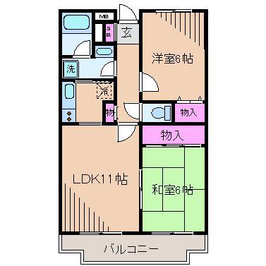 リヴェール21日吉(2LDK/1階)の間取り写真