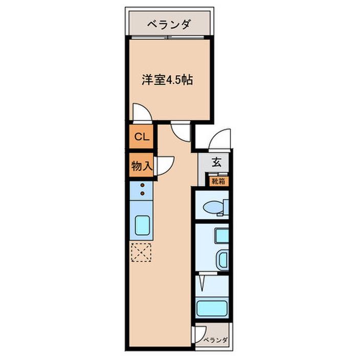 アスパイアー・ティクス(1LDK/4階)の間取り写真