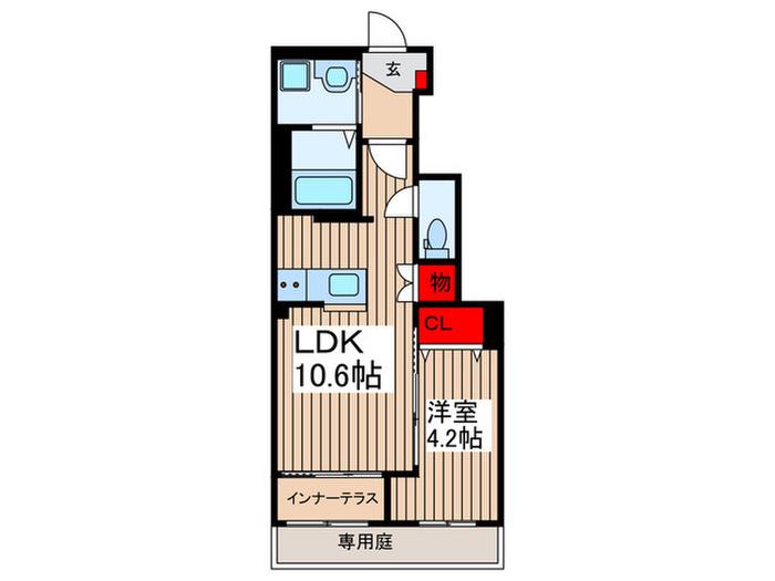 アンソレイユ(1LDK/1階)の間取り写真