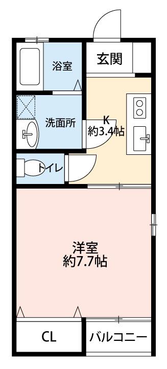 ライトハイツE(1K/2階)の間取り写真