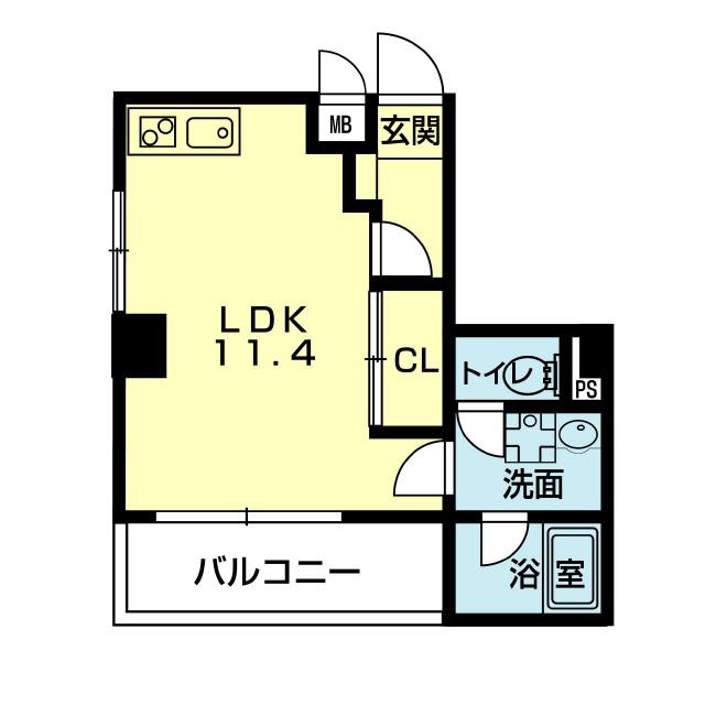 コアスクエア上乃裏(ワンルーム/4階)の間取り写真