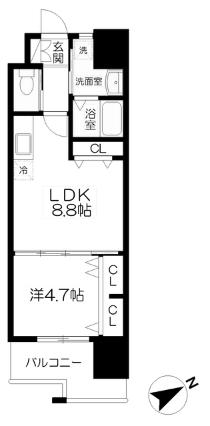 グランエスパシオ浅野(1LDK/6階)の間取り写真
