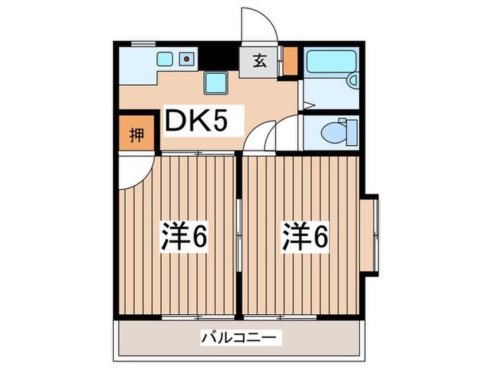 スクエアガーデン二俣川(2DK/3階)の間取り写真