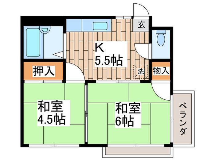 川嶋様方(2K/2階)の間取り写真