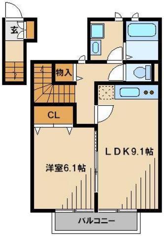 アムールセンタービレッジⅡ(1LDK/2階)の間取り写真
