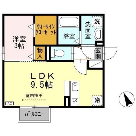ブランズ魚津 A棟(1LDK/2階)の間取り写真