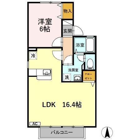 セジュールたさきA・B A(1LDK/1階)の間取り写真