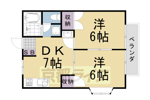カーム石川(2DK/2階)の間取り写真