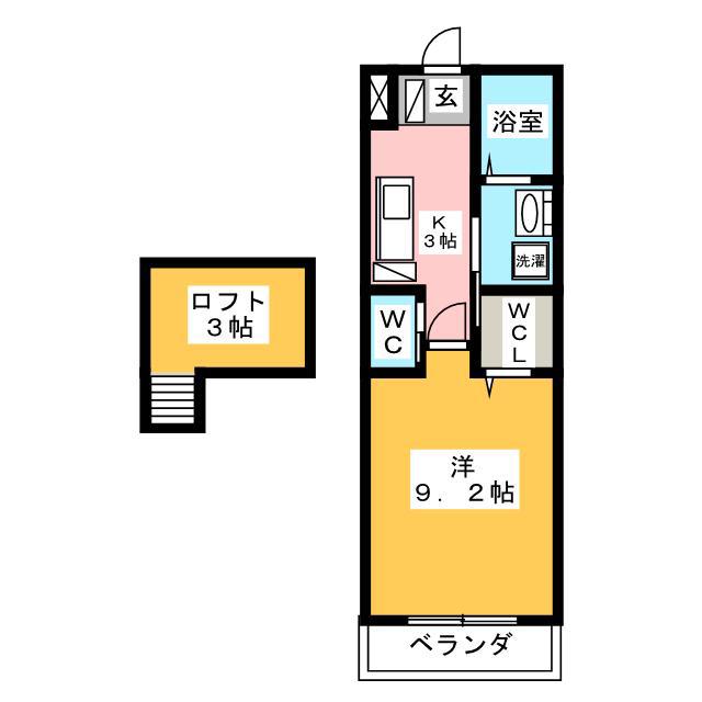 アルフォレスト折立(1K/3階)の間取り写真