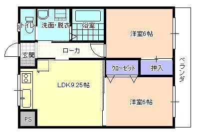 遠藤マンションC(2LDK/2階)の間取り写真