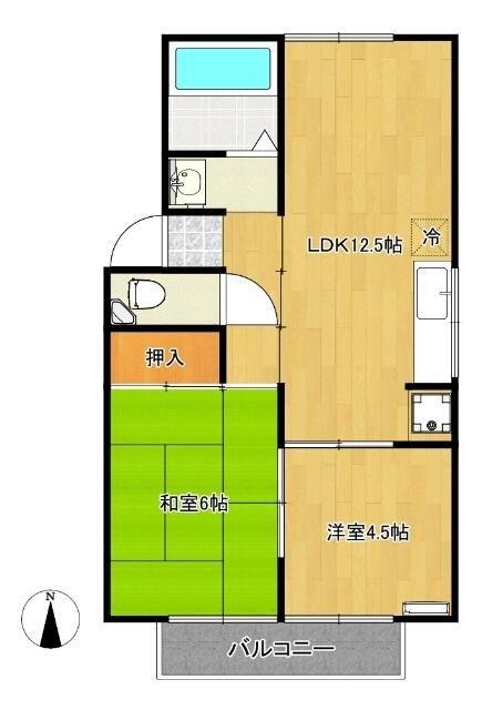 メゾン大井B(2LDK/2階)の間取り写真