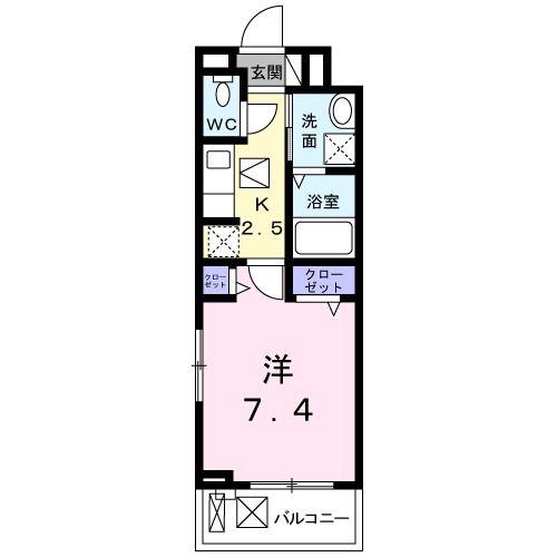 プティボヌール(1K/1階)の間取り写真