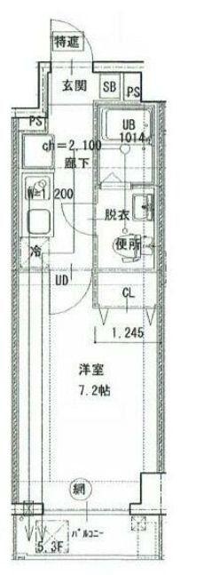 スマートVILLA鶴見市場(1K/4階)の間取り写真