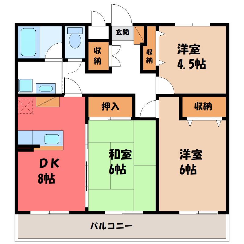フォレストジョウエイ(3DK/2階)の間取り写真