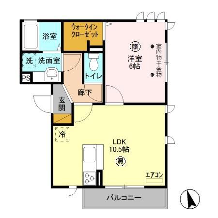 メゾンベール(1LDK/2階)の間取り写真