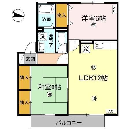 アグレーブルY(2LDK/1階)の間取り写真