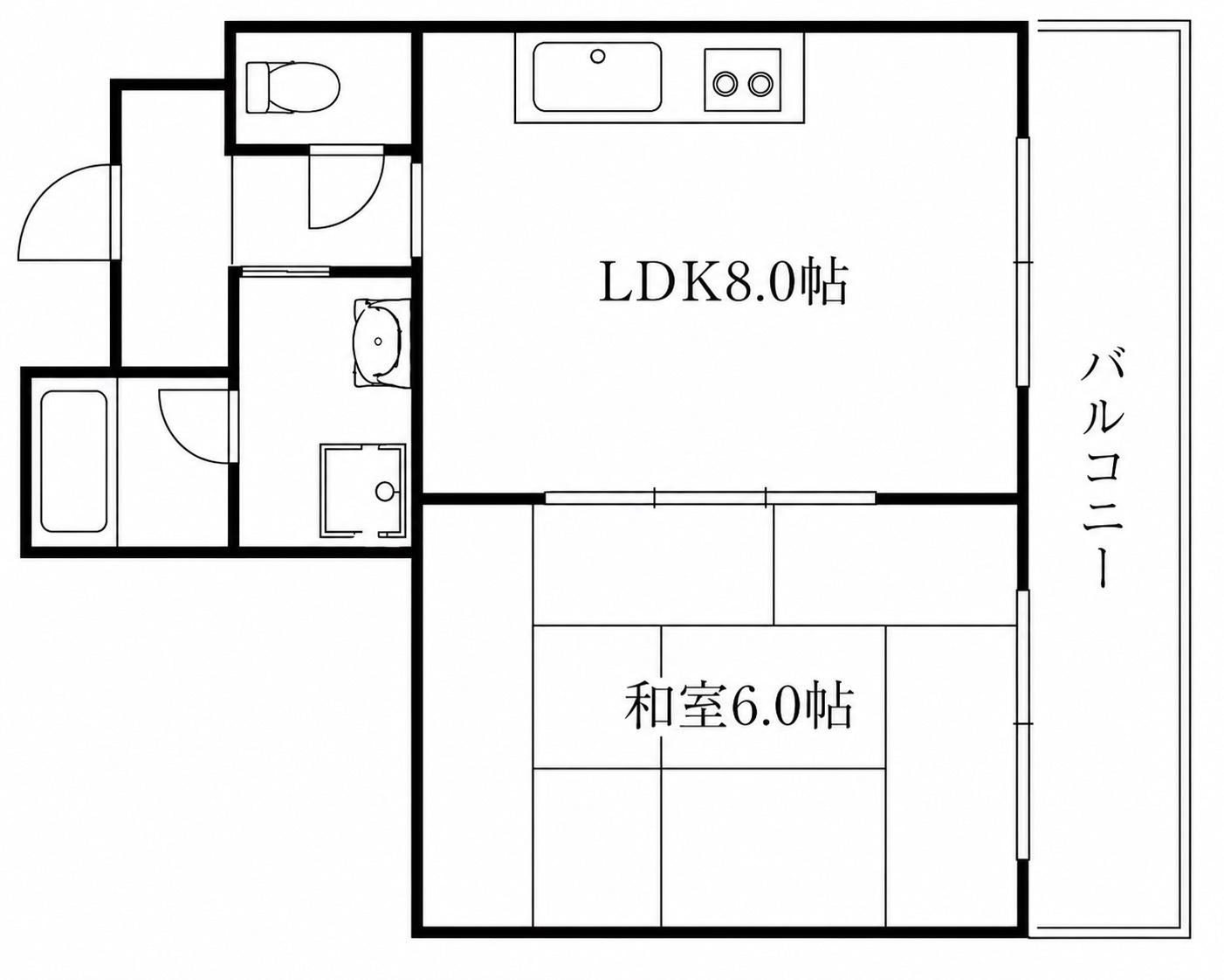 インテリアハシモトビル(1LDK/2階)の間取り写真