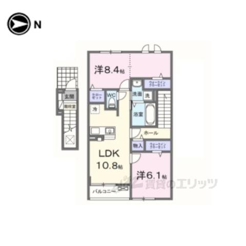 クラール倉治C(2LDK/2階)の間取り写真