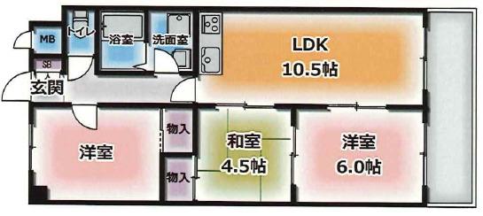 エクセル東加古川弐番館(3LDK/2階)の間取り写真