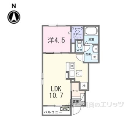 浄雲五番館(1LDK/1階)の間取り写真