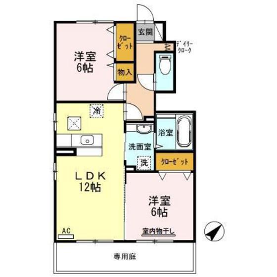 ラクス ナカヤ(2LDK/1階)の間取り写真