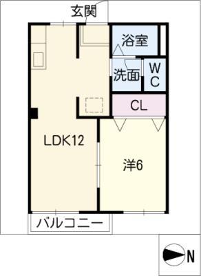 グローリー岩倉(1LDK/1階)の間取り写真
