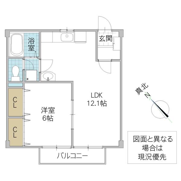 カサグラシア(1LDK/1階)の間取り写真