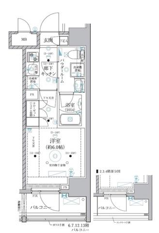 ベルグレード川崎AZ(1K/2階)の間取り写真