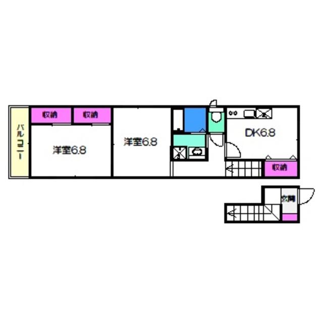ドミールOM(2DK/2階)の間取り写真