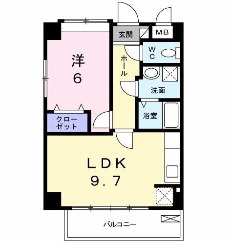 プリムーラ・S(1LDK/3階)の間取り写真
