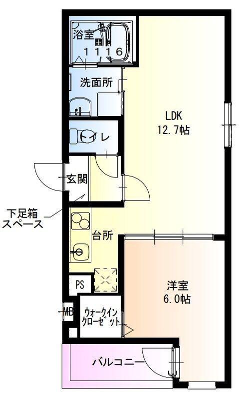 フジパレス沢良宜東I番館(1LDK/1階)の間取り写真