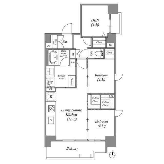 ACP RESIDENCE三ノ輪テラス(2SLDK/2階)の間取り写真