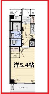 ジュネスケー(1K/4階)の間取り写真