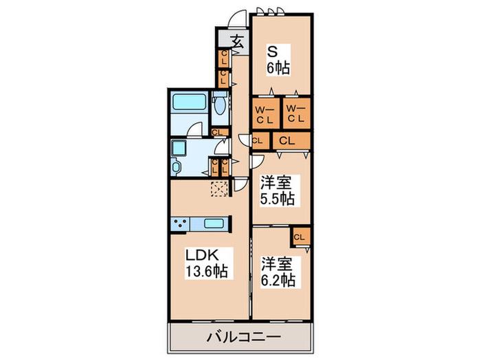 BLISS MIYAMAEDAIRA(2SLDK/1階)の間取り写真