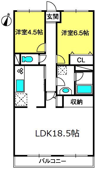 OMIYA MOSAIC(2LDK/3階)の間取り写真