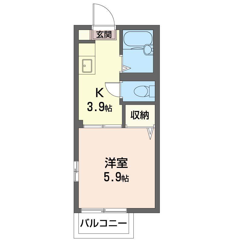ウェルシェン小堤II(1K/2階)の間取り写真